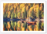 Poster Met Witte Lijst - Braies Meer Poster