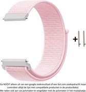 Licht Roze Nylon Bandje geschikt voor 20mm Smartwatches (zie compatibele modellen) van Samsung, Pebble, Garmin, Huawei, Moto, Ticwatch, Seiko, Citizen en Q – Maat: zie maatfoto – 20 mm pink nylon smartwatch strap