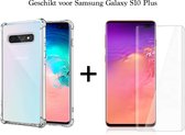 Samsung Galaxy S10 Plus hoesje shock proof case transparant - 1x Samsung Galaxy S10 Plus screenprotector uv