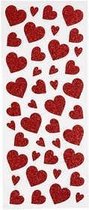 Glitterstickers, vel 10x24 cm, circa 84 stuk, rood, harten, 2vellen