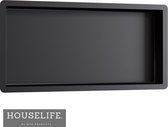 HouseLife Inbouwnis badkamer - mat zwart -  60x30x7 cm - Roestvrij staal (RVS)