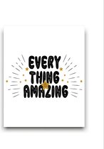 Schilderij  Everything is Amazing - Kinderkamer - Teksten Power - Babykamer / Kinder Schilderij - Babyshower Cadeau - Muurdecoratie - 50x40cm - FramedCity