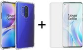 OnePlus 8 Pro hoesje shock proof case transparant - 1x OnePlus 8 Pro Screenprotector Full Glue