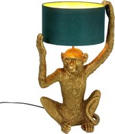 Tafellamp - Dierenlamp Aap Chimpy - goud/petrol - H 57 cm