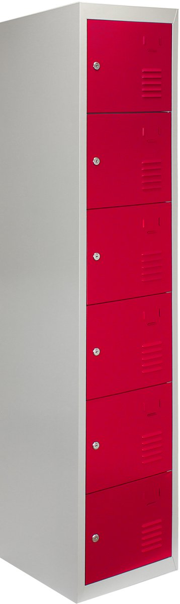 MonsterShop Lockerkast metaal zesdeurs - rood - 180x38x45 cm - flatpack