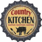 Country Kitchen - Buiten keuken wandbord - Flessendop look plat 30 cm