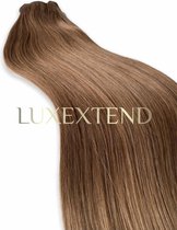 LUXEXTEND Weave Hair Extensions #8 | Human hair Brown | Human Hair Weave | 60 cm - 100 gram | Remy Sorted & Double Drawn | Haarstuk | Extensions Haar | Extensions Human Hair | Echt