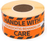 Rillprint 76601 - Waarschuwingsetiket - Handle with care - 250 stuks per rol - 5 rollen - 46x125mm