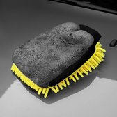 Gant de lavage de voiture - Résistant à l'eau - Imperméable - Jaune / Grijs - Gant en microfibre