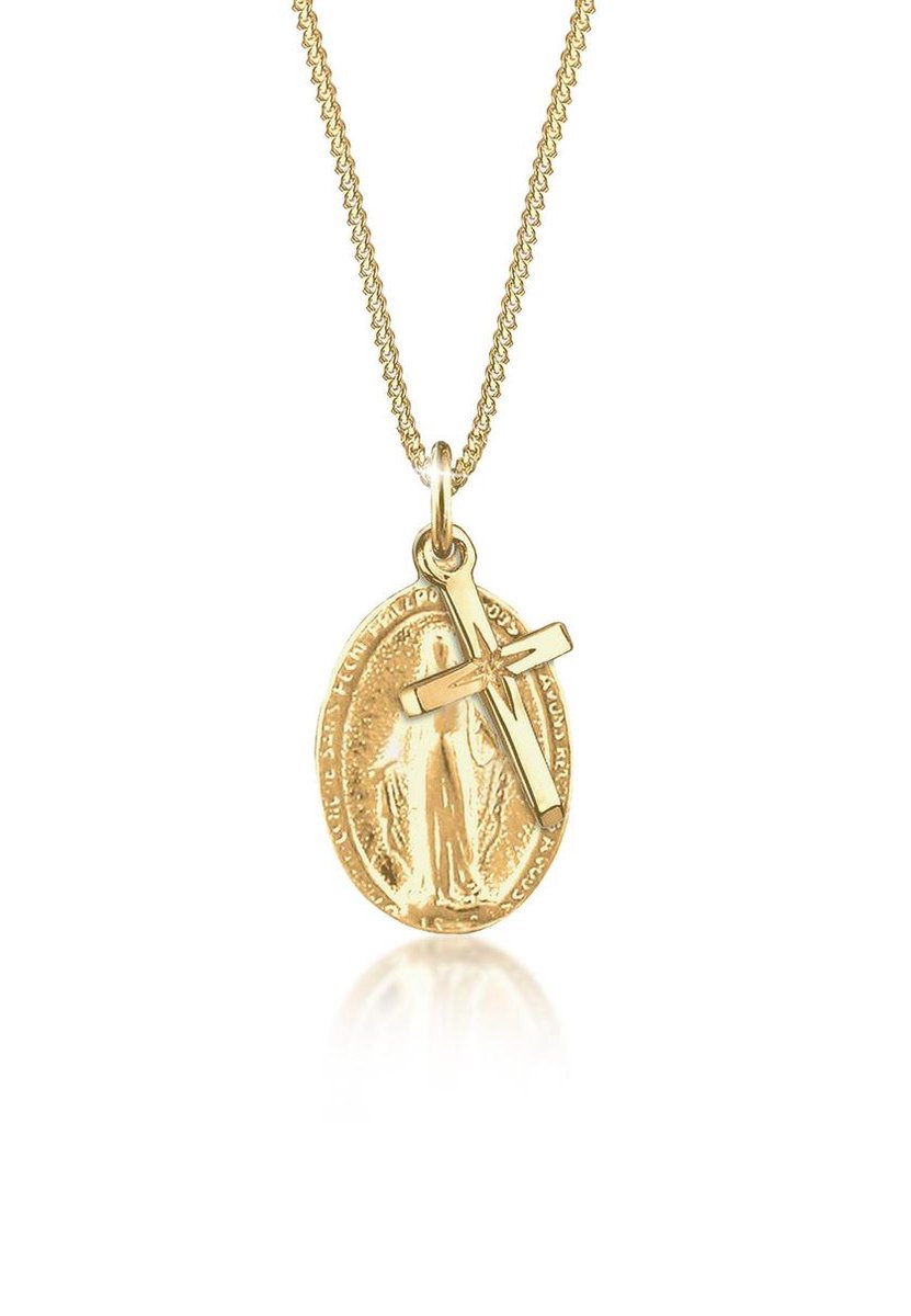 Elli - Halsketting - Dames Mariabeeld Kruis Hanger Spiritueel in 925 Sterling Zilver - Dames