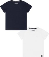 Koko Noko BIO Basics (2pack) Shirts NIGEL Blauw en Wit - Maat 110/116