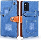 Voor Samsung Galaxy F52 5G/SM-E5260 Denim Horizontale Flip Lederen Case met Houder & Kaartsleuf & Portemonnee (Donkerblauw)