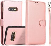 Voor Samsung Galaxy S10e Kalf Textuur 2 in 1 Afneembare Magnetische Achterkant Horizontale Flip Lederen Case met Houder & Kaartsleuven & Portemonnee & Fotolijst (Rose Goud)