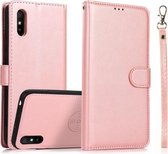 Voor Xiaomi Redmi 9A Kalf Textuur 2 in 1 Afneembare Magnetische Achterkant Horizontale Flip Lederen Case met Houder & Kaartsleuven & Portemonnee & Fotolijst (Rose Goud)