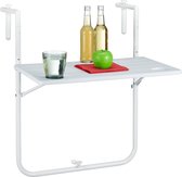 Relaxdays balkontafel inklapbaar - verstelbare hangtafel - klaptafel kunststof - houtlook