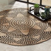 Natuurlijke jute ronde tapijt 120cm - gedrukt patroon