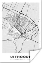 Poster Plan de ville - Uithoorn - Grijs - Wit - 60x90 cm - Carte