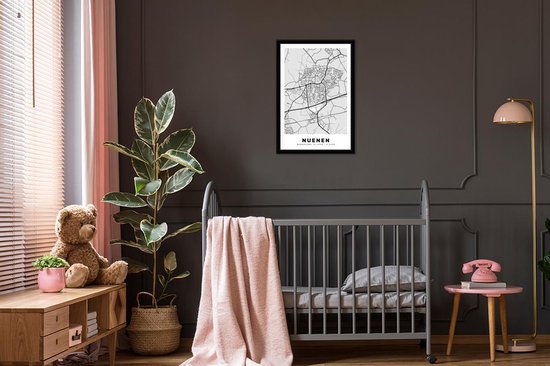 Affiche avec cadre Plan de la ville - Nuenen - Grijs - Wit - 40x60 cm - Carte