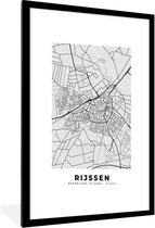 Fotolijst incl. Poster - Stadskaart - Rijssen - Grijs - Wit - 60x90 cm - Posterlijst - Plattegrond