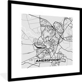 Fotolijst incl. Poster - Stadskaart - Amersfoort - Grijs - Wit - 40x40 cm - Posterlijst - Plattegrond