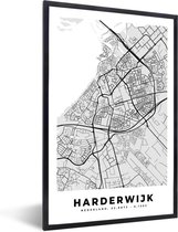Fotolijst incl. Poster - Stadskaart - Harderwijk - Grijs - Wit - 20x30 cm - Posterlijst - Plattegrond