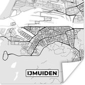 Poster Stadskaart - IJmuiden - Grijs - Wit - 30x30 cm - Plattegrond