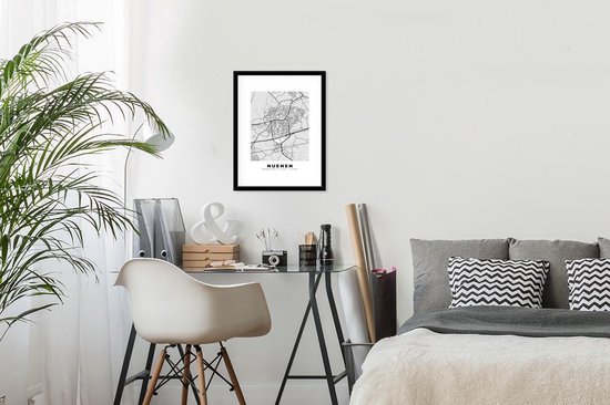 Affiche avec cadre Plan de la ville - Nuenen - Grijs - Wit - 30x40 cm