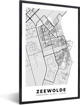 Fotolijst incl. Poster - Stadskaart - Zeewolde - Grijs - Wit - 40x60 cm - Posterlijst - Plattegrond