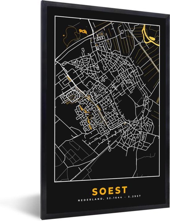 Fotolijst Incl Poster Plattegrond Soest Goud Zwart X Cm Posterlijst Bol Com