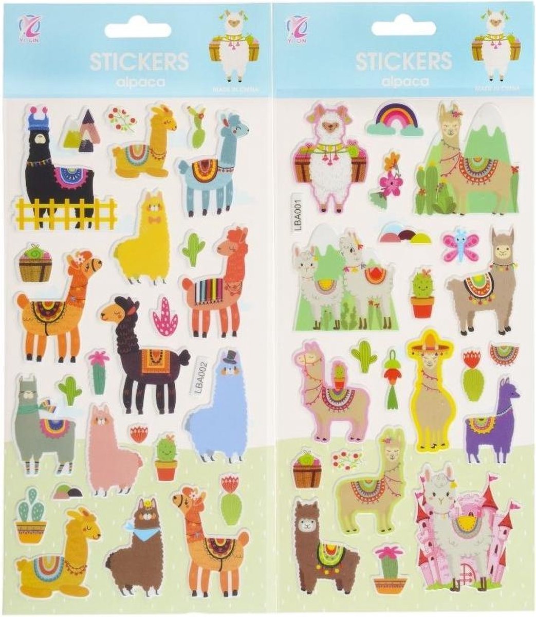 Alpaca Stickers | 28 X 12 Cm | Set van 2 Stickervellen
