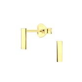 Joy|S - Zilveren bar / staaf oorbellen - 2 x 8 mm - gepolijst - 14k goudplating
