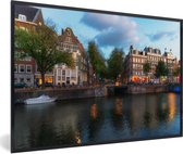Cadre photo avec poster - Nuages ​​sur le Prinsengracht d' Amsterdam - 90x60 cm - Cadre pour poster