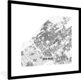 Poster met lijst- Stadskaart Den Haag - fotolijst zwart - 40x40 cm - Poster met lijst