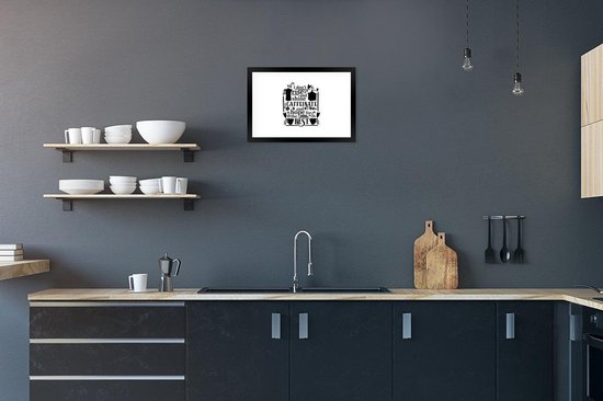 Citation Je caféine et espère le meilleur sur un fond blanc 30x20 cm - petit