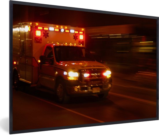 Fotolijst incl. Poster - Snel rijdende ambulance - 60x40 cm - Posterlijst