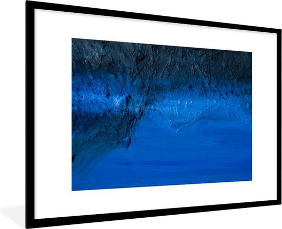 Fotolijst incl. Poster - Een olieverf schilderij met een blauwe gloed - 90x60 cm - Posterlijst