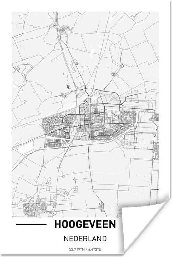 Affiche Plan de la ville Hoogeveen - 80x120 cm