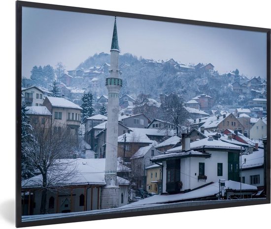 Fotolijst incl. Poster - Winterse skyline van Sarajevo in Bosnië en Herzegovina - 30x20 cm - Posterlijst