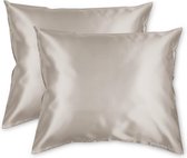 Beauty Pillow® - Satijnen Kussenslopen - Voordeelset - Duo Pack - 60x70 cm - Sandy Beach