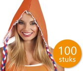 Pakket met 100 stuks Oranje Boerinnenkapje | Oranje Feestartikelen | Feestkleding EK/WK Voetbal