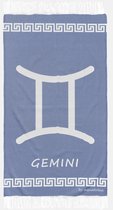 uit Turkije By Aquatolia Hamamdoek Gemini Zodiac - 100% Zacht Katoen - Strandlaken - Handdoek - Donkerblauw - 100cm x 180cm - Originele hamamdoek uit Turkije