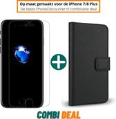 Fooniq Boek Hoesje Zwart + Screenprotector - Geschikt Voor Apple iPhone 7/8 Plus