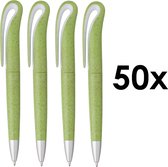 Pen Duurzaam (Tarwestro) stevig robuust per 50 stuks verpakt in Lime / Wit