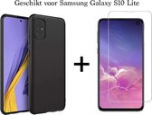 Samsung S10 Lite Hoesje - Samsung galaxy S10 Lite hoesje zwart siliconen case hoes cover hoesjes - 1x Samsung S10 Lite screenprotector