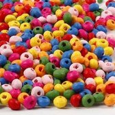 Houten kralen mix, d: 4 mm, gatgrootte 1-1,5 mm, , 300gr, circa 1500 stuk