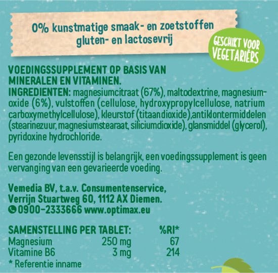 Optimax Magnesium 250 mg + Vit.B6 120 tabl.