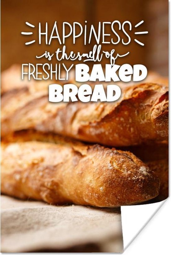 Poster 'Happiness is the smell of freshly baked bread' en