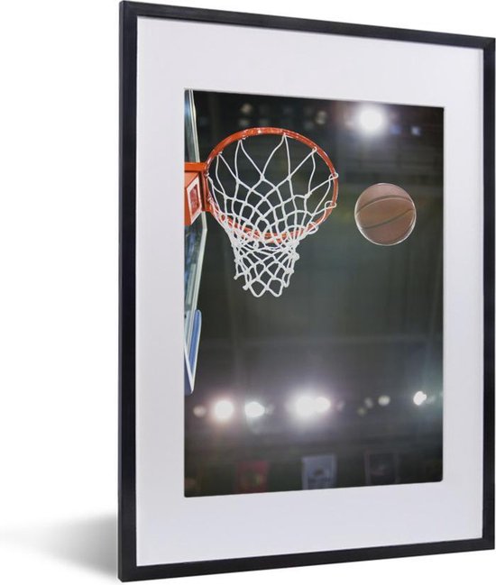 Fotolijst incl. Poster - De basketbal gaat richting de basket - Posterlijst
