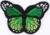 Grote Vlinder - Strijk Embleem Patch - Verschillende Kleuren - 7 x 4,5 cm - Groen