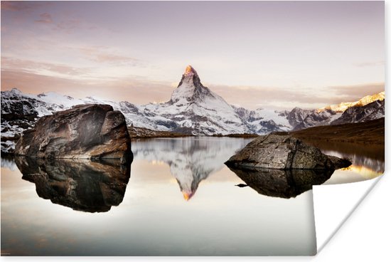 Poster Uitzicht vanaf de Stellisee op de Matterhorn in Zwitserland - 120x80  cm | bol.com
